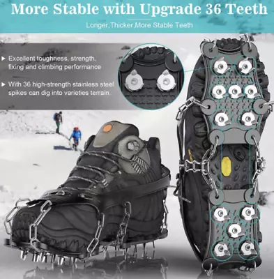 Voroar Crampons Nonslip Climbing Spikes Ice Grippers Men/women Boot Chains Sz L • $15