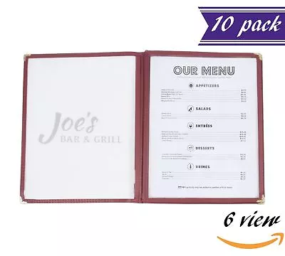 (10 Pack) 3 Page Book Fold Menu Covers Maroon 6 View 8.5 X 11-inches Insert • $74.88