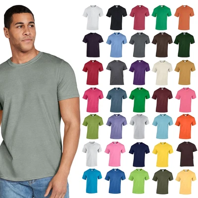 Gildan Mens Plain T Shirt Soft Ring Spun Short Sleeve Crewneck Cotton Top G64000 • £5.49