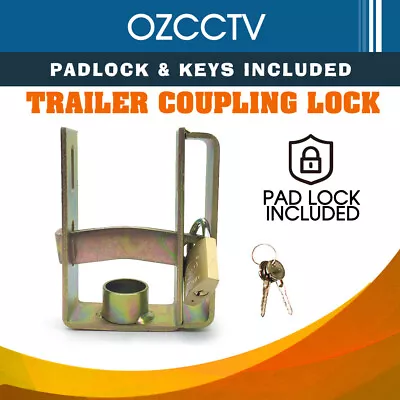 $20.54 • Buy Trailer Coupling Hitch Lock Heavy Duty With Padlock Keys Caravan Camper Boat