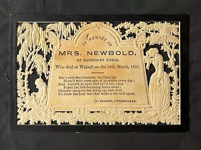 Antique Original Intricate VICTORIAN MEMORIAL MOURNING FUNERAL REMEMBRANCE CARD • $160