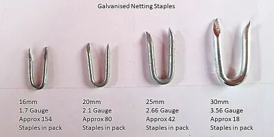£2.99 • Buy Galvanised U Nails Netting Staples Fencing Post Chicken Wire Mesh 16,20,25,30mm