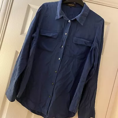 Ladies Large Jeager  Silk Shirt Blue Blouse Top • £25.27