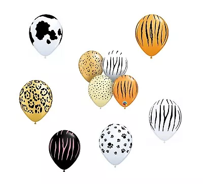 5 X Animal Print Latex Party Themed Balloons 11  Cow Paw Leopard Tiger Zebra Etc • £4.15