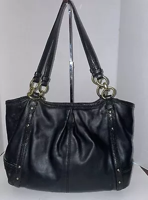 COACH ALEXANDRA F20812 Black Leather Tote Shoulder Bag Purse HANDBAG • $34