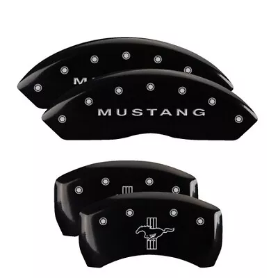 MGP Caliper Covers Set Of 4 Black Finish Silver Mustang / Bar & Pony (S197) • $289