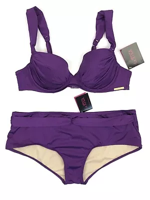 La Senza Bikini Underwired Padded Top 34A & Bottoms UK 10 Purple BNWT • £19.95