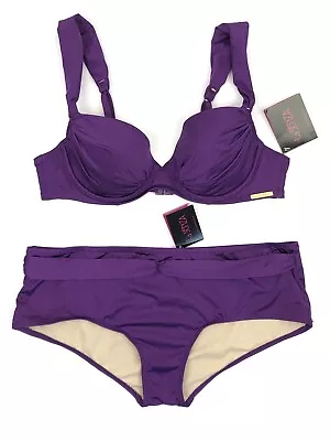 La Senza Bikini Underwired Padded Top 34A & Bottoms UK 12 Purple BNWT • £18.99