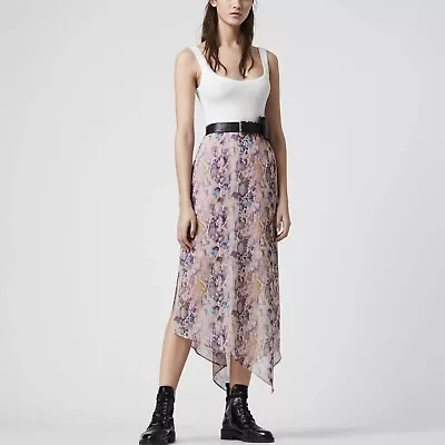 All Saints Rhea Masala Midi Skirt Mink Pink Summer Lightweight Size 2 NWT • $110