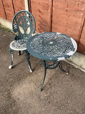 £55 • Buy Cast Aluminium Table And Chair Garden Patio Project Metal