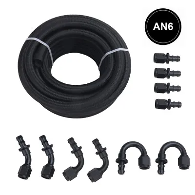 20Feet 6AN Stainless Steel Braided Fuel Line + 10Pcs Push Lock Fitting Hose Kits • $62.99
