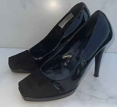 Italian Designer “Manas Lea Foscati” High Heel  Shoes  Black Leather UK 6 EU 39 • £10