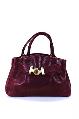 Cole Haan Womens Double Handle Grain Leather Small Satchel Handbag Magenta • $60.99