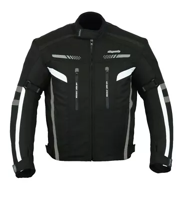 RKSports 1637 MENS GREY WATERPROOF TEXTILE MOTORBIKE MOTORCYCLE JACKET CE ARMOUR • $46.02