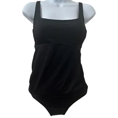 GAP Maternity One Piece Black Square Neck Swimsuit Bathing Suit Size Small • $15