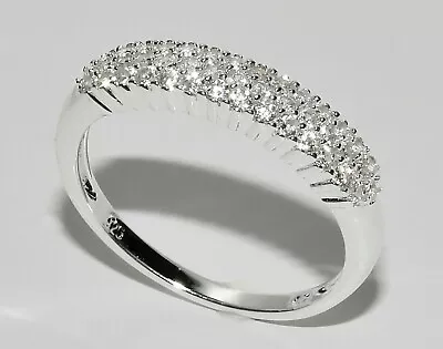 £12.95 • Buy Sterling Silver 0.50ct 3 Row Eternity Ring Size K L M N O P Q Simulated Diamond