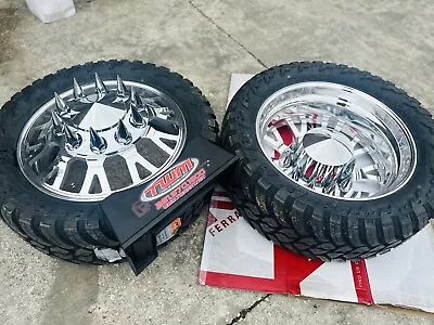 New  24  Dually Wheels  Alcoa CUSTOM CUT 10 Lug Rim W/35  Tires  Caps Adapterss • $6300