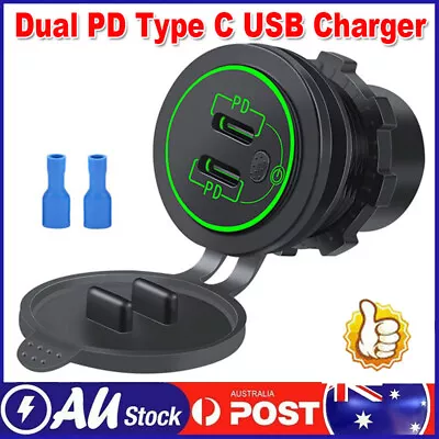 12V USB Outlet Quick Charge Dual PD Type C USB Charger Socket Car USB C Power • $19.99