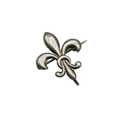 Vintage Sterling Silver Fleur De Lis Pocket Watch Holder Pin Brooch • $48