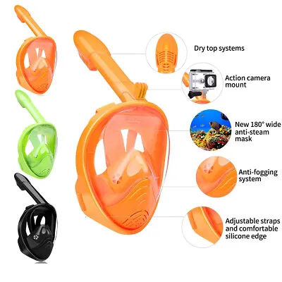 $25.99 • Buy Kids Full Face Snorkel Goggles Diving Mask Snorkel Swim 180° Anti Fog Snorkeling