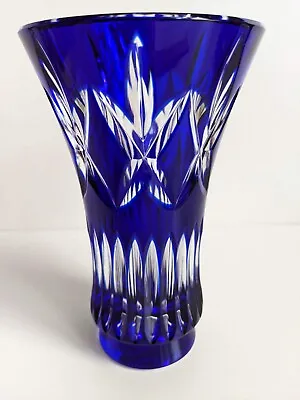 $138.99 • Buy Val St. Lambert Cobalt Blue Cut To Clear Crystal Vase 6  Signed