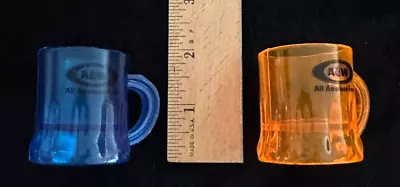 Set Of 2 A&W Root Beer Plastic Mini Mug Vintage Shot Glass Cups Blue Orange • $7.99