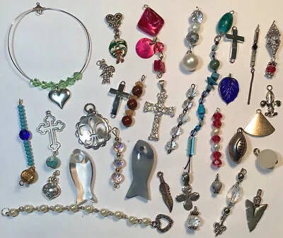 Lot Of Vtg-now Charms / Pendants ~assorted Materials~crafts Jewelry Making Etc • $8