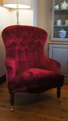 Bampton Armchair In Laura Ashley Caitlyn Cranberry Velvet Stunning • £795
