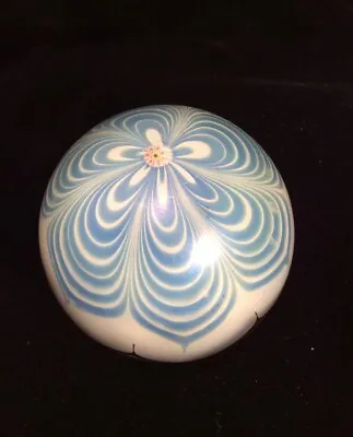 VANDERMARK Glass Iridescent Pulled Feathers Paperweight Signed • $75