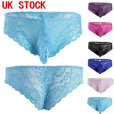 UK Mens Sissy Floral Lace Briefs Penis Sheath Panties Knickers Bikini Underwear  • £6.99