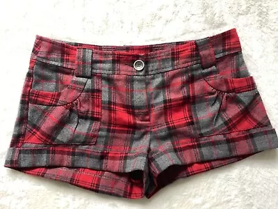Topshop Grey/red Tartan Check Shorts Size 10 • £8.25