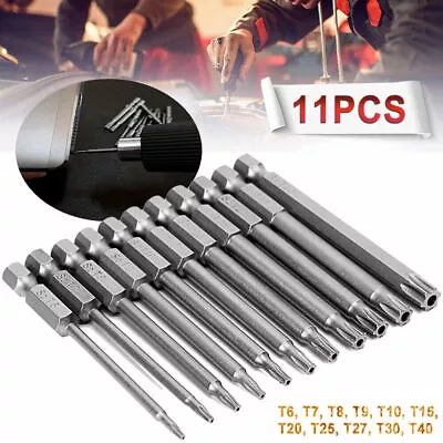 11pcs T6-T40 Magnetic Head Torx Screwdriver Bit Set Security Tamper Proof Star • $8.69