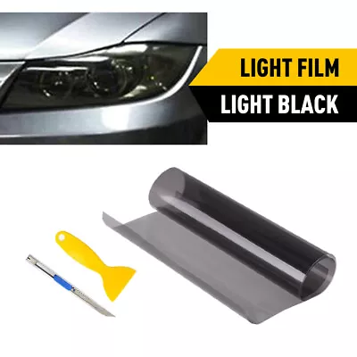 12 X72  Gloss Light Black Headlight Taillight Foglight Tint Film Vinyl Universal • $9.99