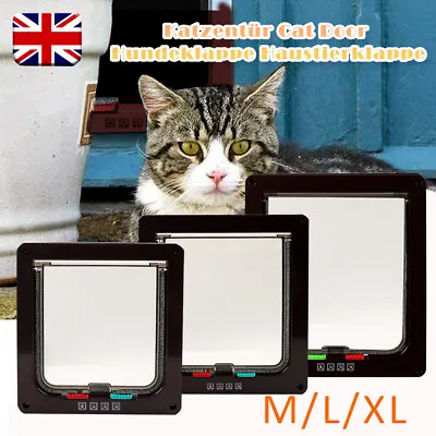 4 Way Pet Door Locking Small Medium Large Dog Cat Flap Magnetic Door Frame • £10.79