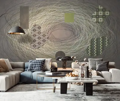 3D Abstract Linear Geometric Wallpaper Wall Mural Removable Self-adhesive 632 • $81.54