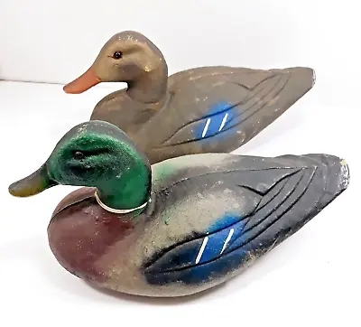 VTG Sears Roebuck & Co Life-Like Mallard Duck Decoy Male Female Set Paper Mache • $38