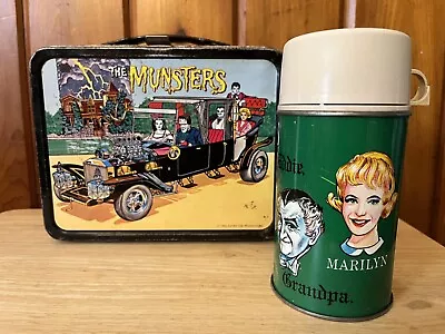 Vintage 1965 Kayro-Vue THE MUNSTERS  Metal Lunchbox Pail With Thermos  • $524.99