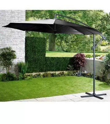£59 • Buy Cantilever Parasol Garden Parasol 3M Banana Hanging 3 Metre Outdoor Shade - Grey