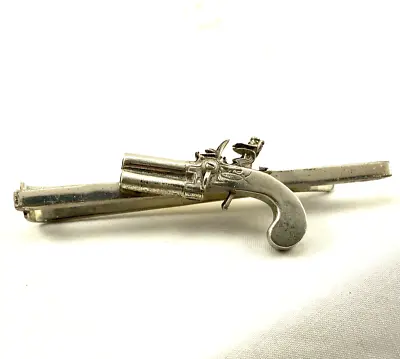 Vintage Fenwick & Sailors F&S Sterling Double Barrel Flintlock Gun Tie Clip. • $34.99