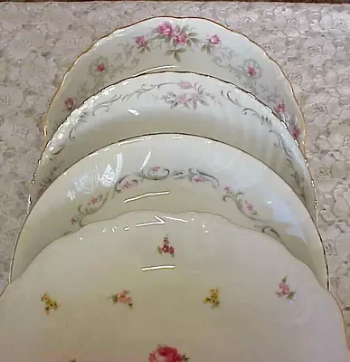 Vintage Mismatched China Soup Bowls (4) Pinks Pasta Salad Dessert 7 1/2  Bands • $18.39