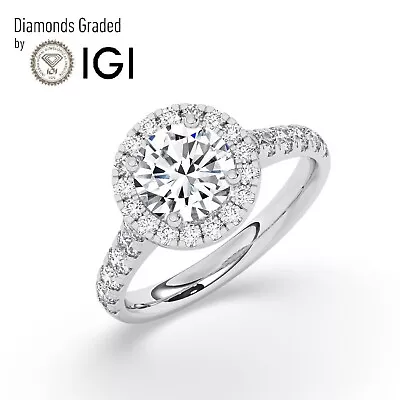 IGID/VS1 3CT Solitaire Lab-Grown Round Diamond Engagement Ring 18K White Gold • $2382