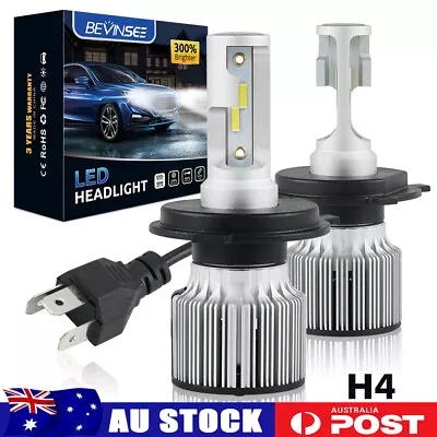 Bevinsee 9003 H4 LED Headlight Globes Hi/Low Beam 6000LM Cold White Light 6000K • $14.99