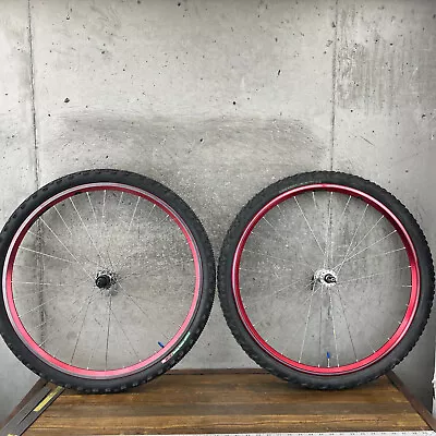 Vintage Velocity Aero Heat 26 Wheel Set American Classic Deore XT 28 32 8s 26  • $499.99