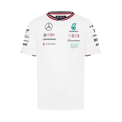 Mercedes AMG Petronas F1 Official Team T-Shirt Tee White Men's 2024 Free UK Ship • £60.50