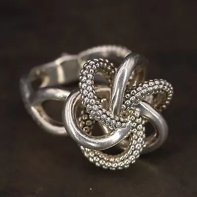 VTG Sterling Silver - MODERNIST Pebbled Love Knot Statement Ring Size 8 - 12g • $21.53