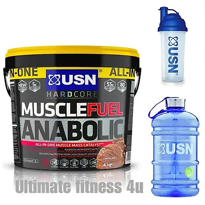 £69.99 • Buy USN Muscle Fuel Anabolic 4kg All In One Mass Gainer & AN Shaker+ 1 Litre USN Jug