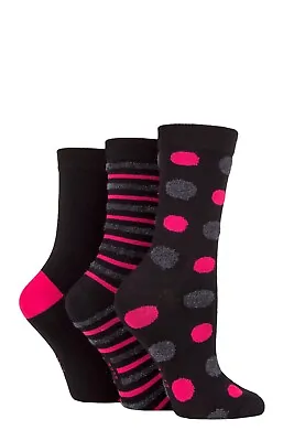 £10.99 • Buy Elle  Ladies Spotty & Stripe Feather Soft Breathable Bamboo Socks In 3 Pair Pack