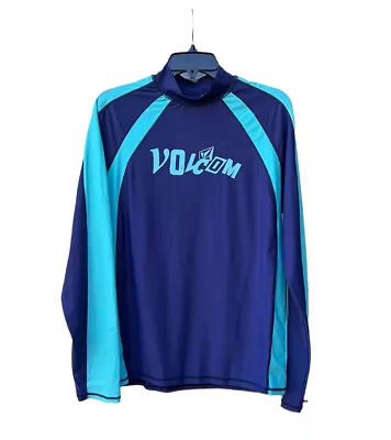 Volcom Unisex Blue & Turquoise Long Sleeve High Neck Rash Guard Size XL • $19.99