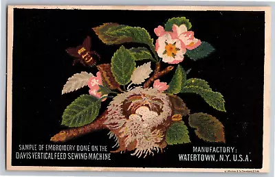 Davis Vertical Feed Sewing Machine Watertown NY Floral Victorian Trade Card • $19.99