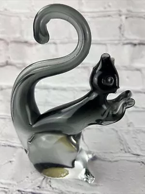 Old Murano Black And Clear Glass Squirrel Figurine Made In Italy *Small Chip* • $85